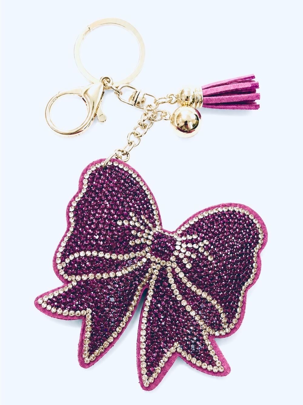Rhinestone Purple Bow Keyring bag backpack charm